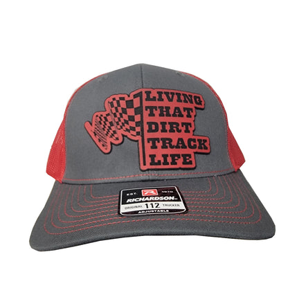 Living That Dirt Track Life Red Leatherette Patch Hat