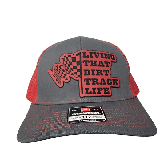 Living That Dirt Track Life Red Leatherette Patch Hat