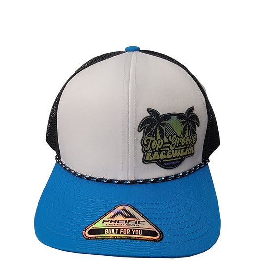 Top Groove Racewear White N Blue N Black Rope Hat